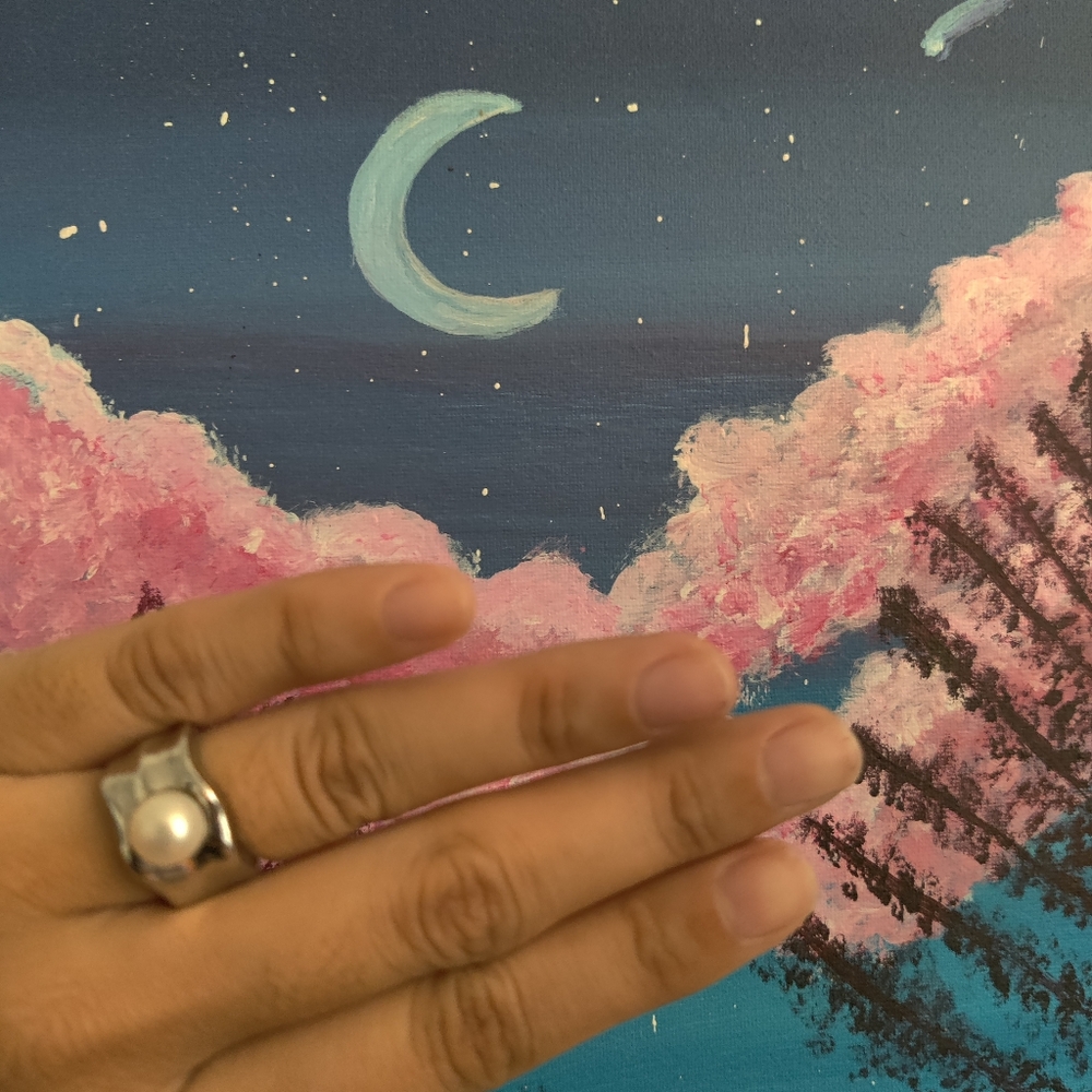 Sterling and pearl ring 5.5 (approximate)